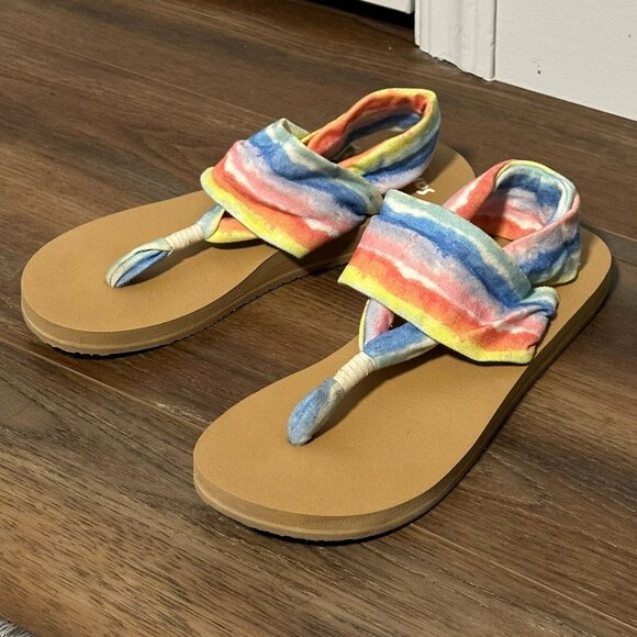 Sanuk Women's Soft Tie Dye Rainbow Yoga Sling Sandals, Size 7 - Picture 1 of 5